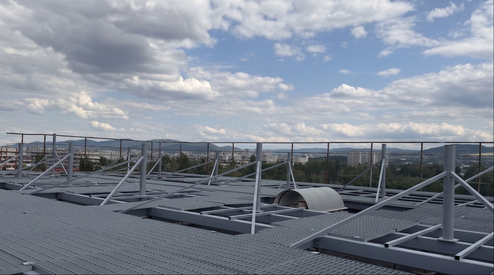 Rooftop antenna platform with the Sofia skyline beyond